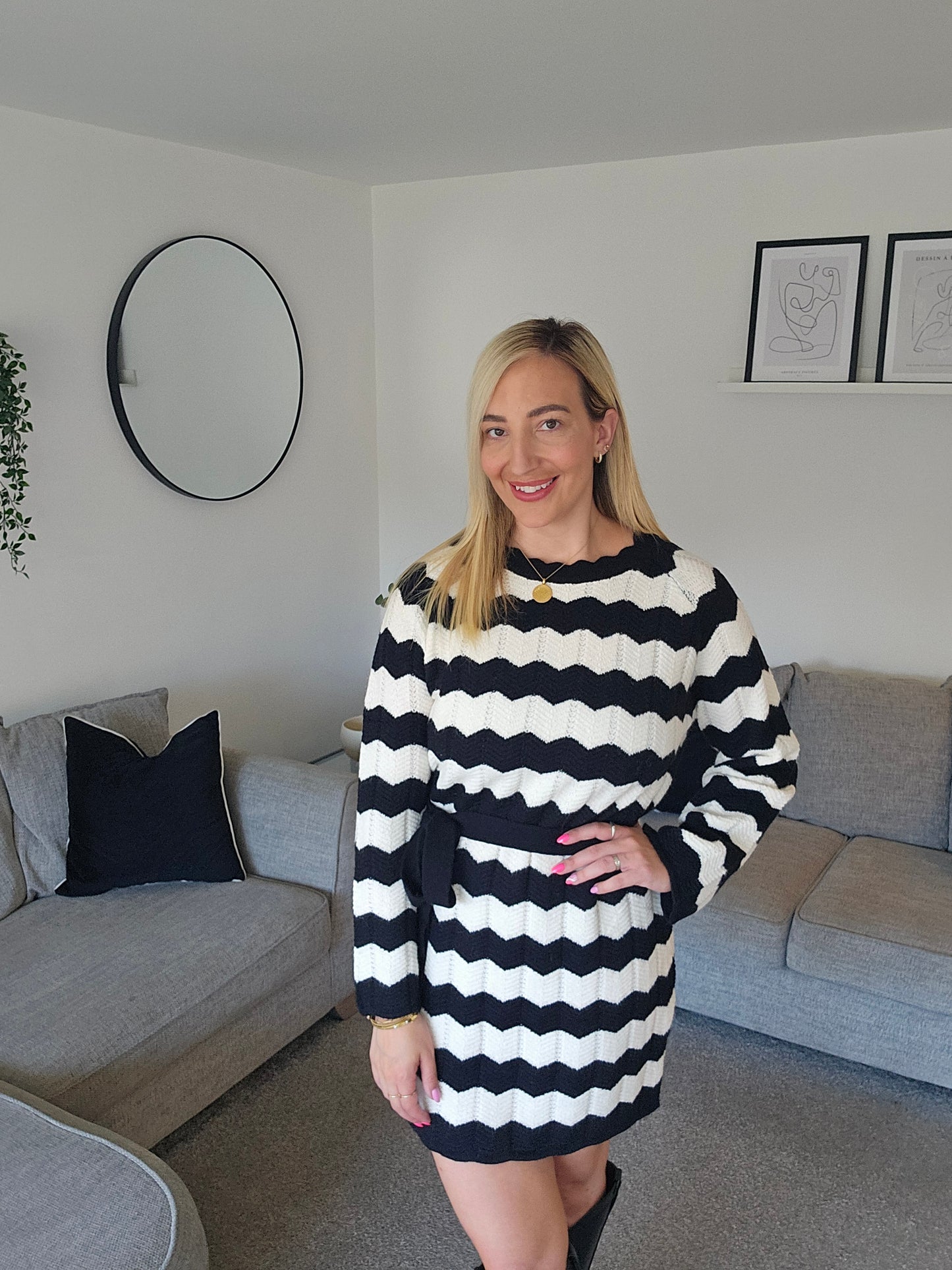 Zoe Monochrome Knit Dress