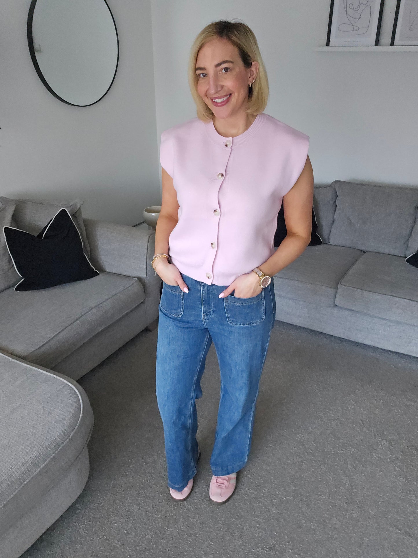 Pink Round neck waistcoat
