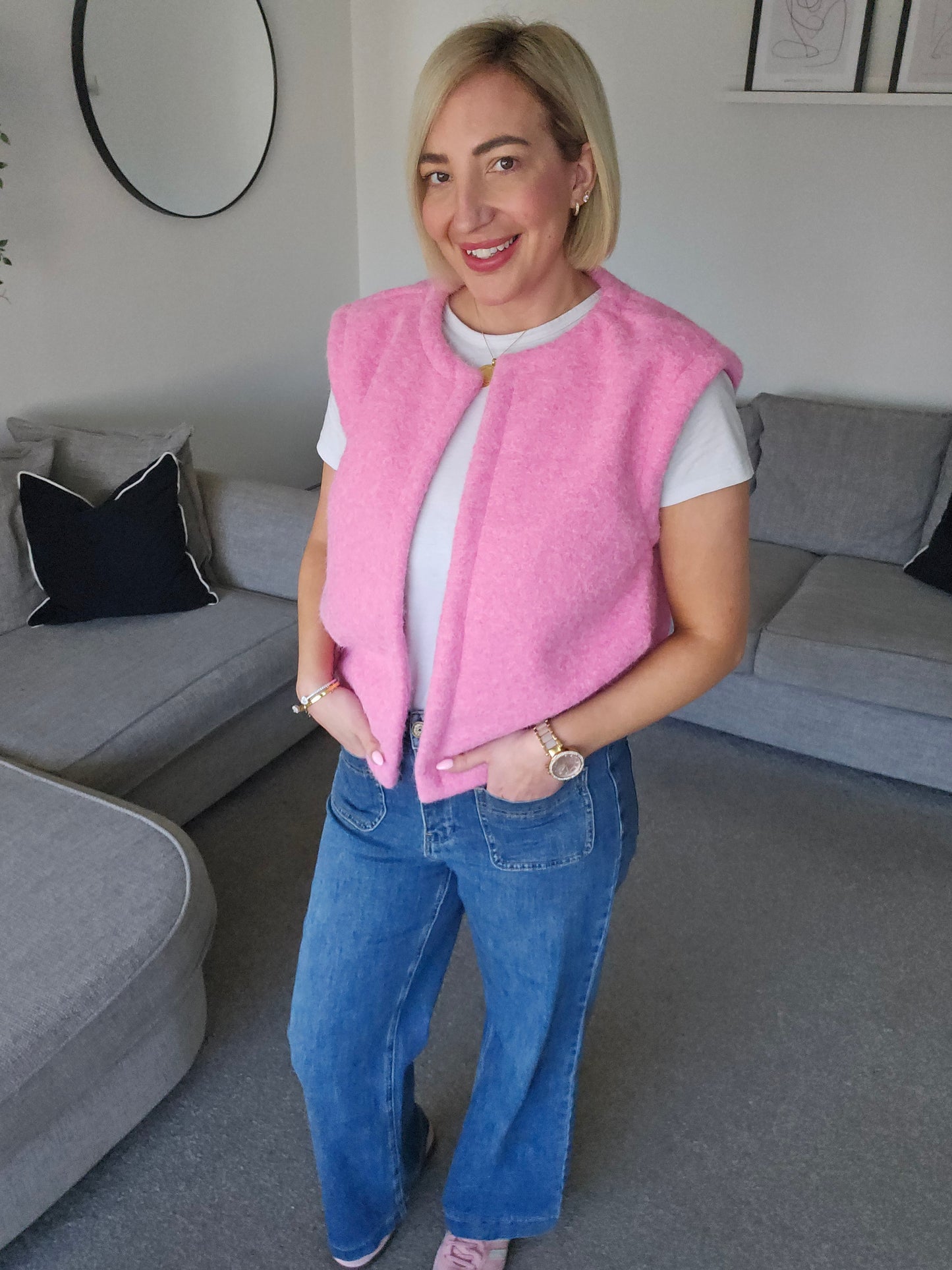 Ciara Textured Waistcoat in Pink