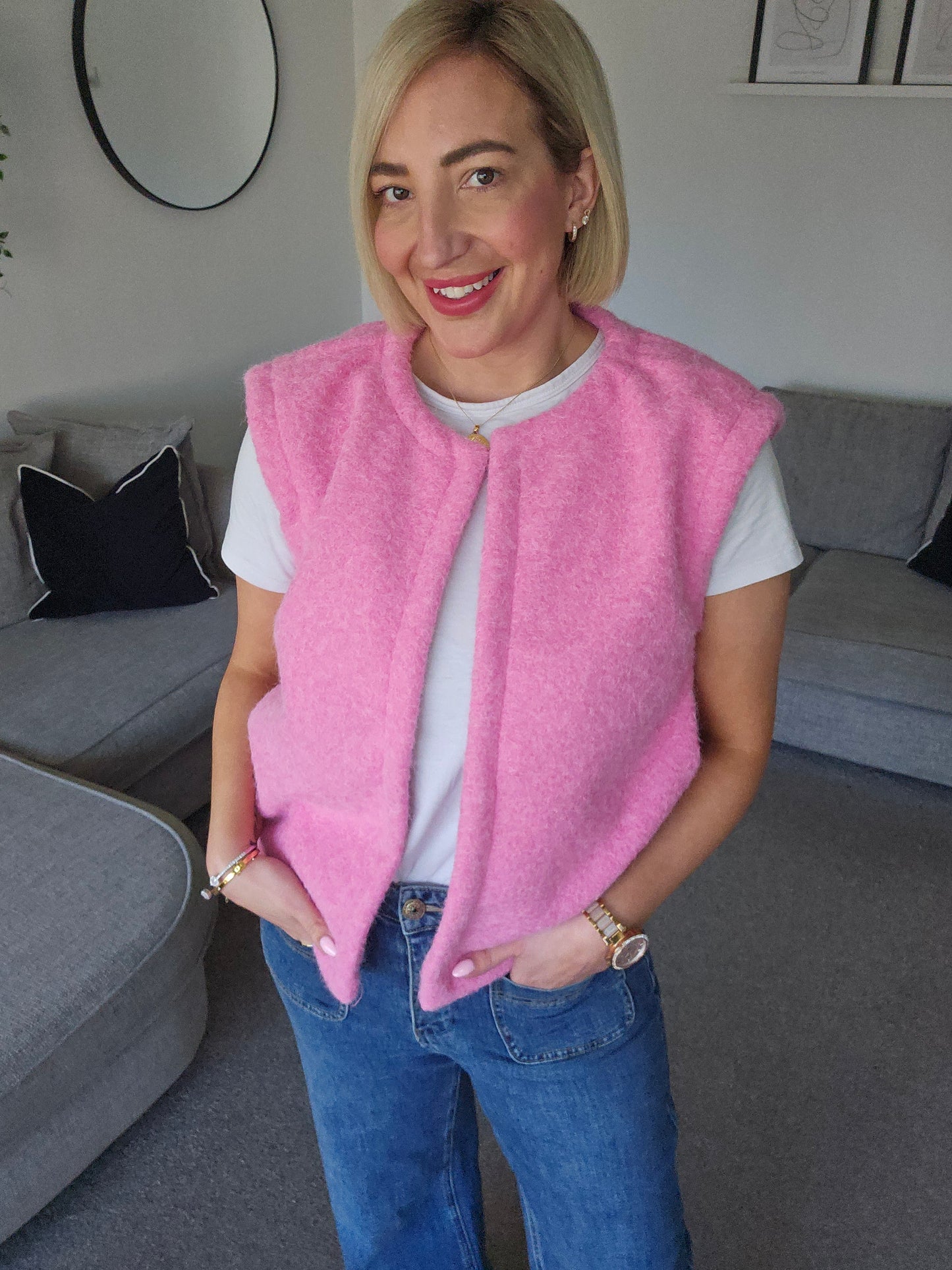 Ciara Textured Waistcoat in Pink