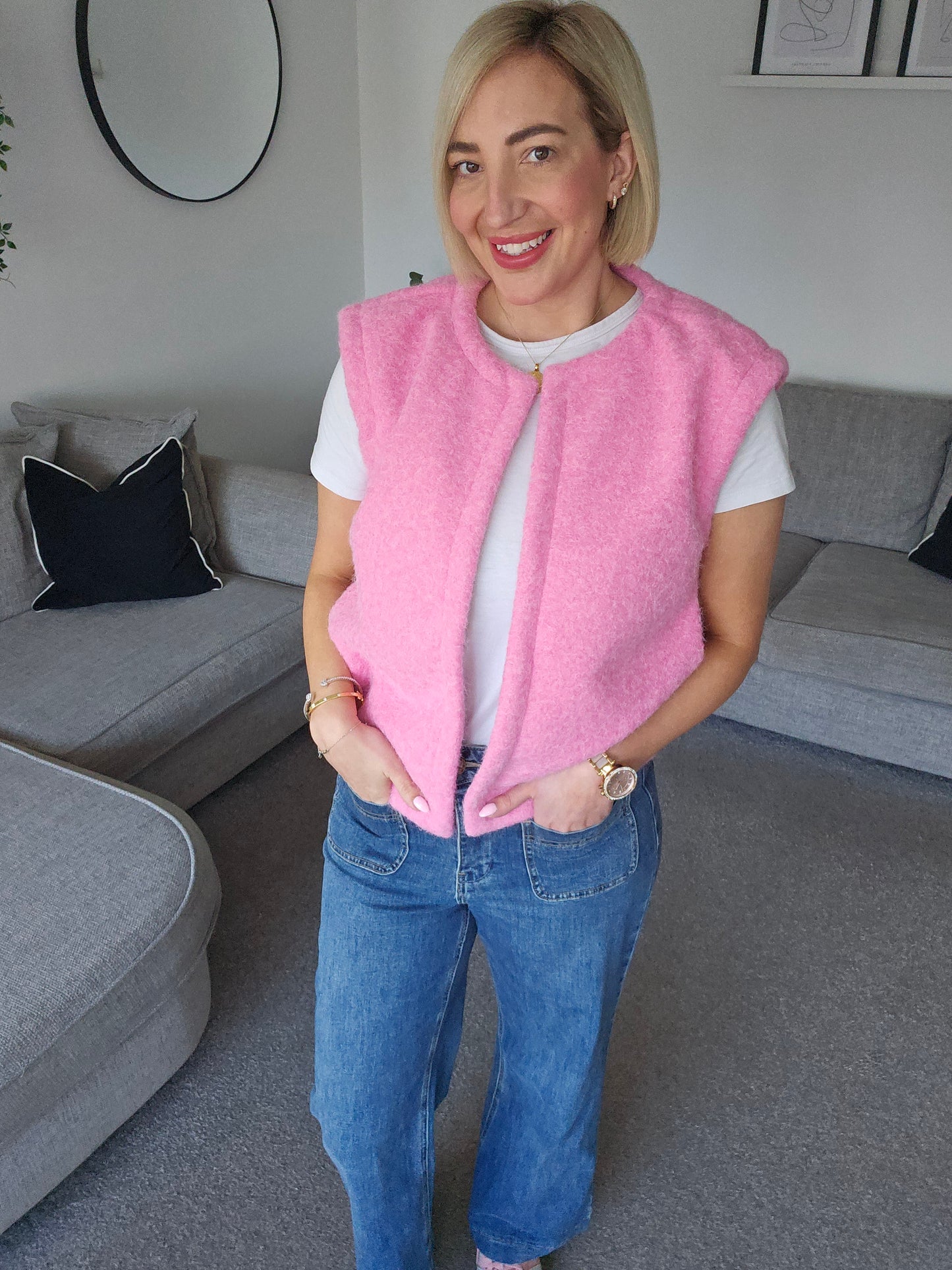 Ciara Textured Waistcoat in Pink