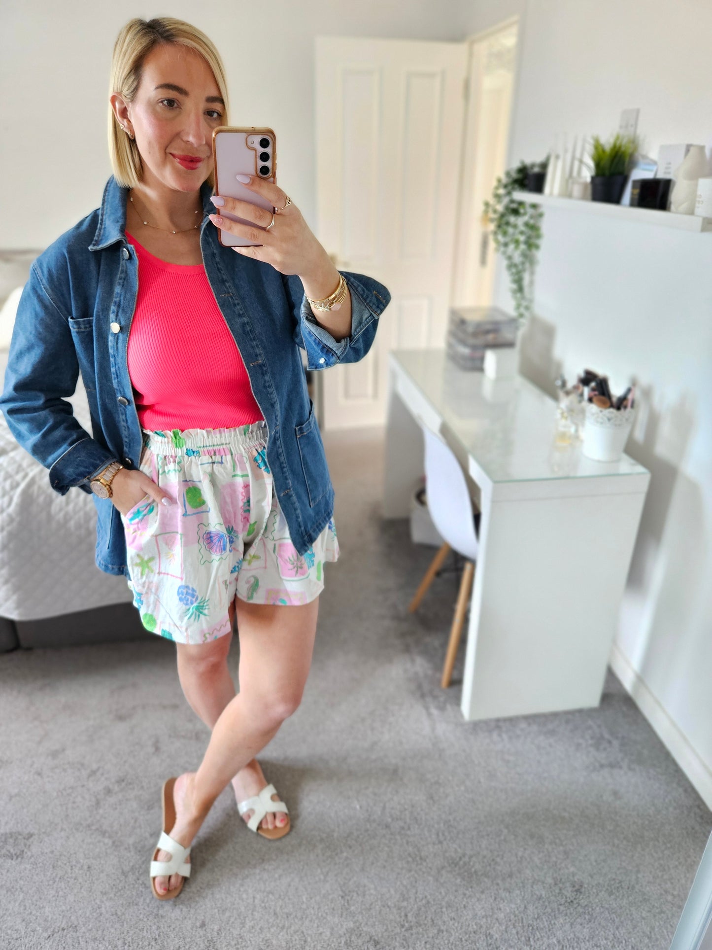 Printed Linen style shorts