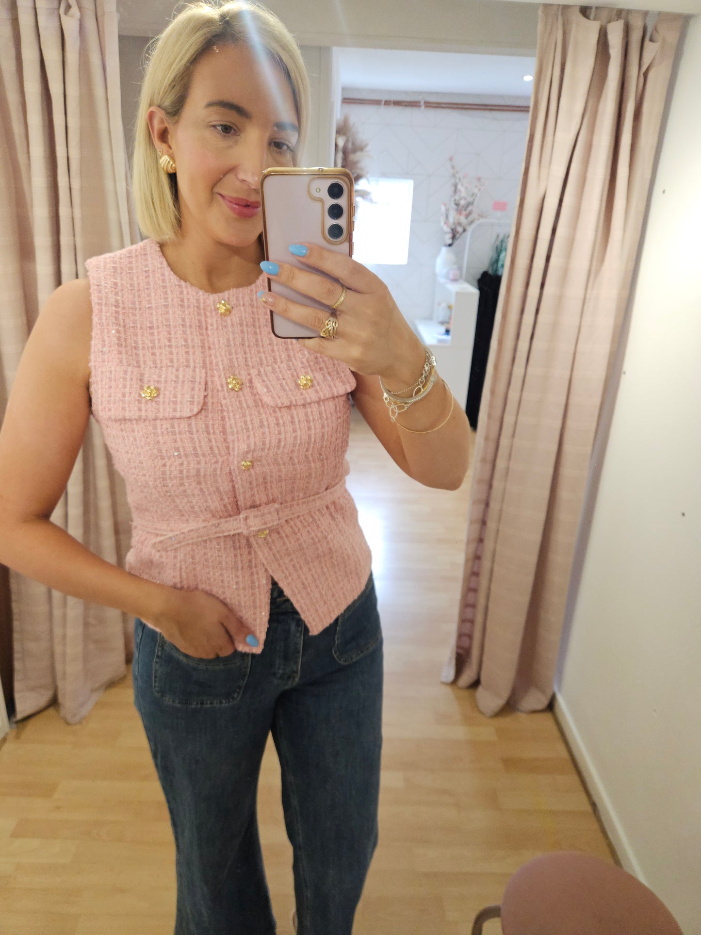 Pink Tweed Style waistcoat