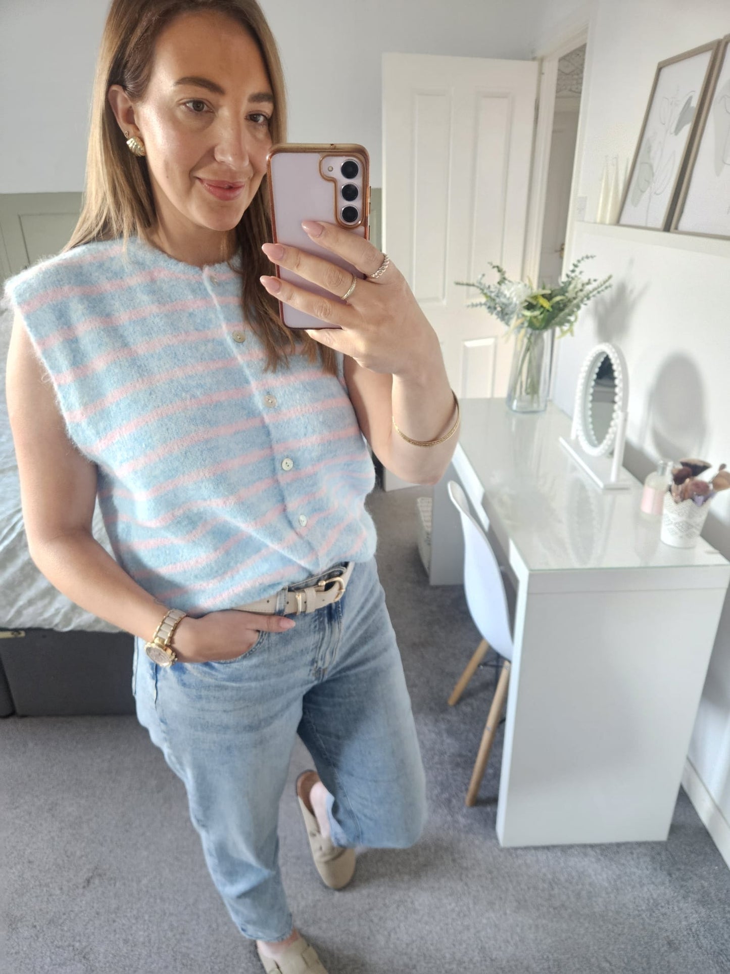 Blue & Pink Knitted waistcoat