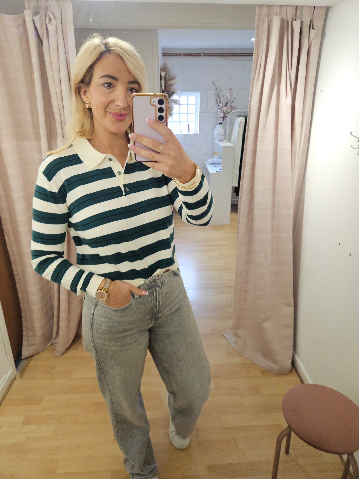 Green & White rugby knit