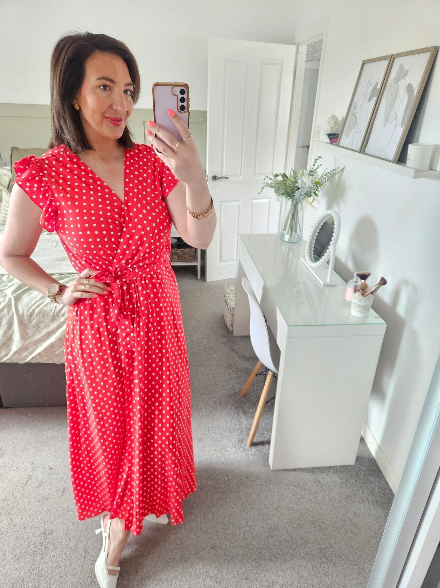 Red polka dot dress