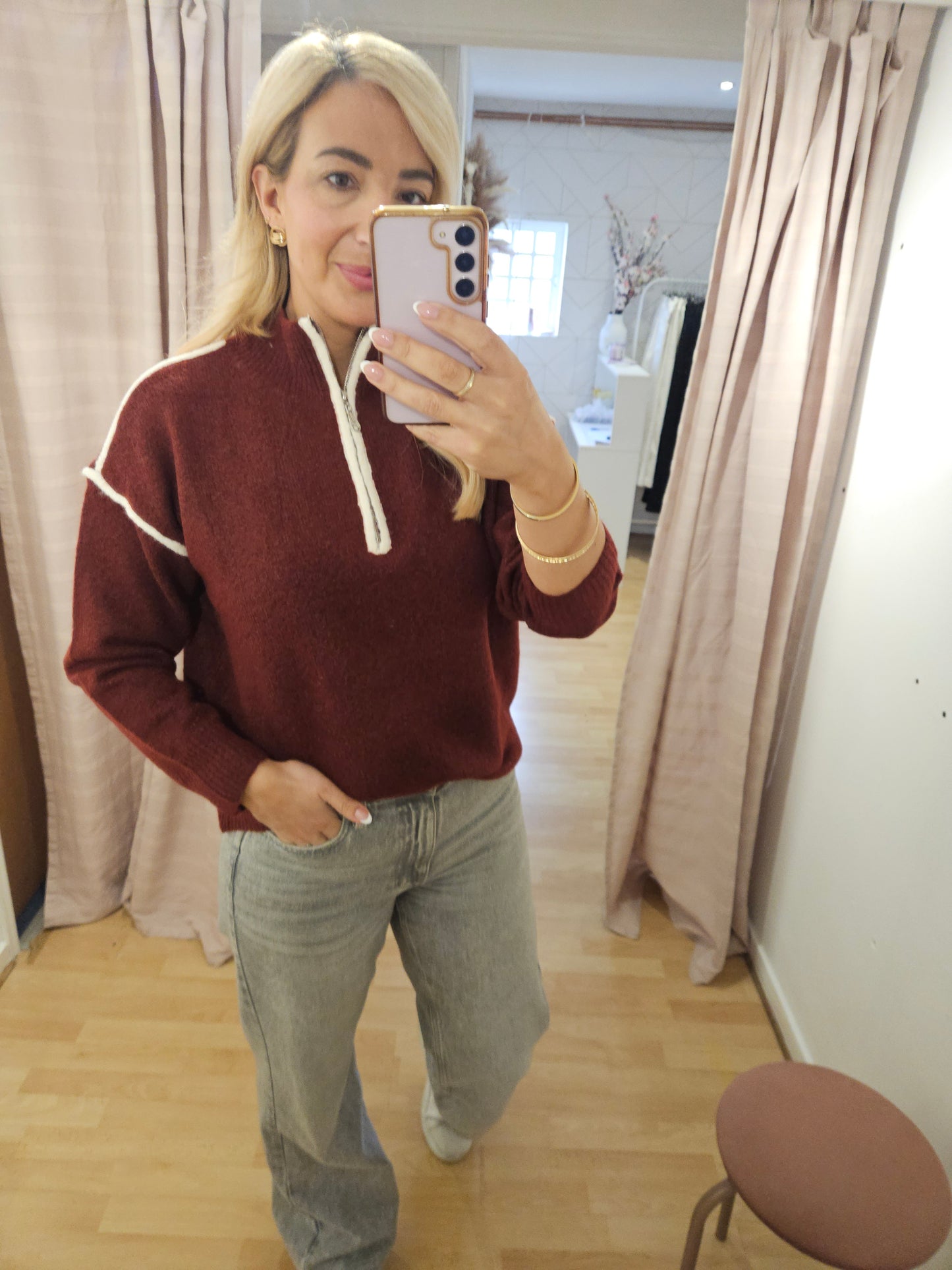 Burgundy zip up