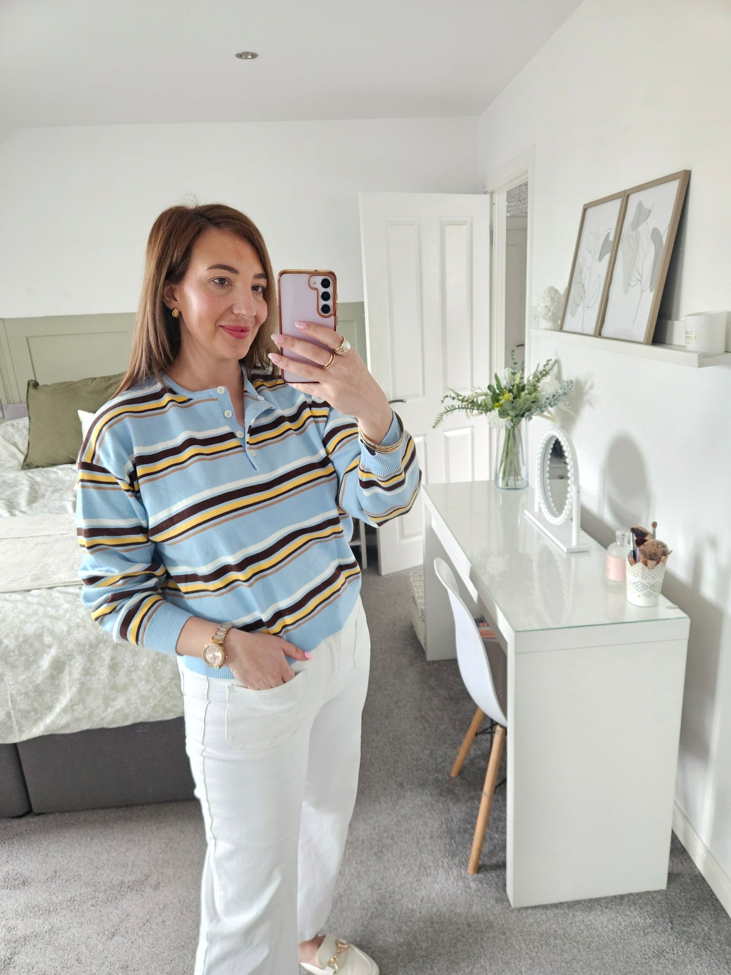 Blue collared knit