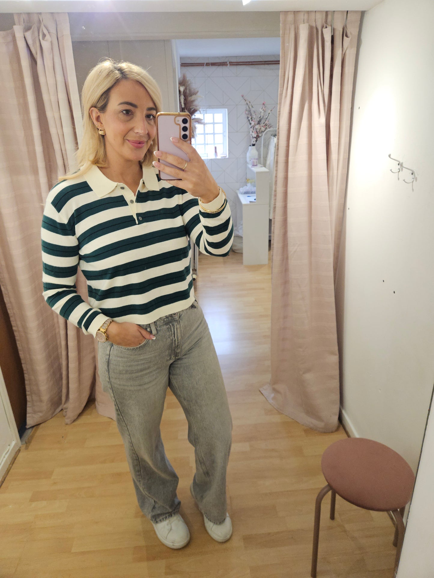 Green & White rugby knit
