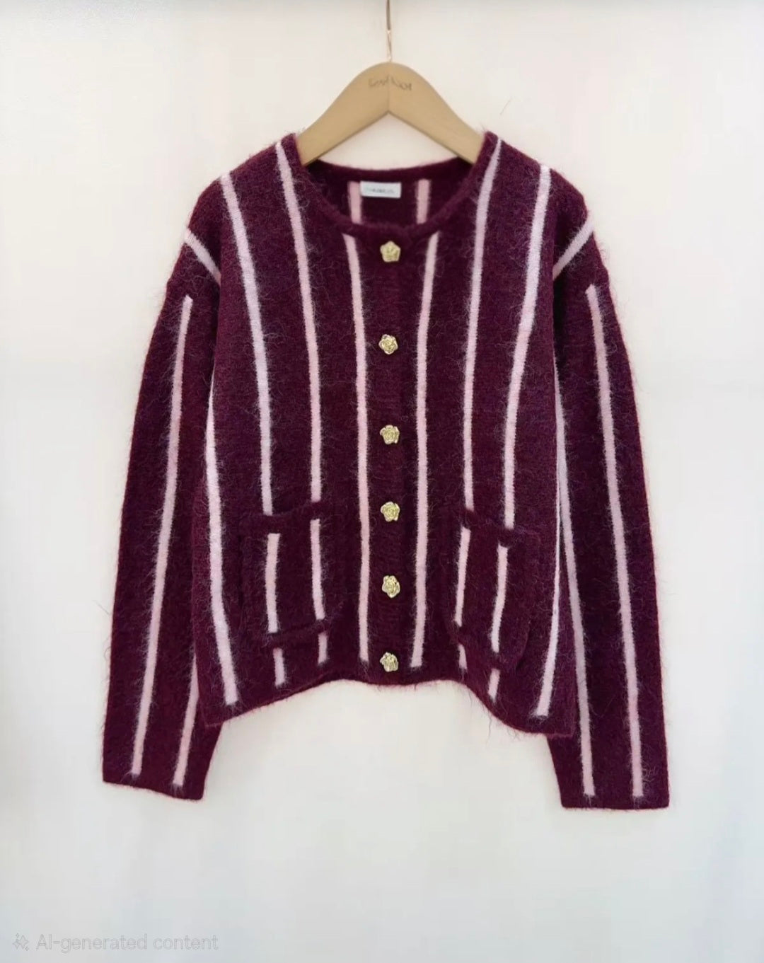 Burgundy & pink cardigan