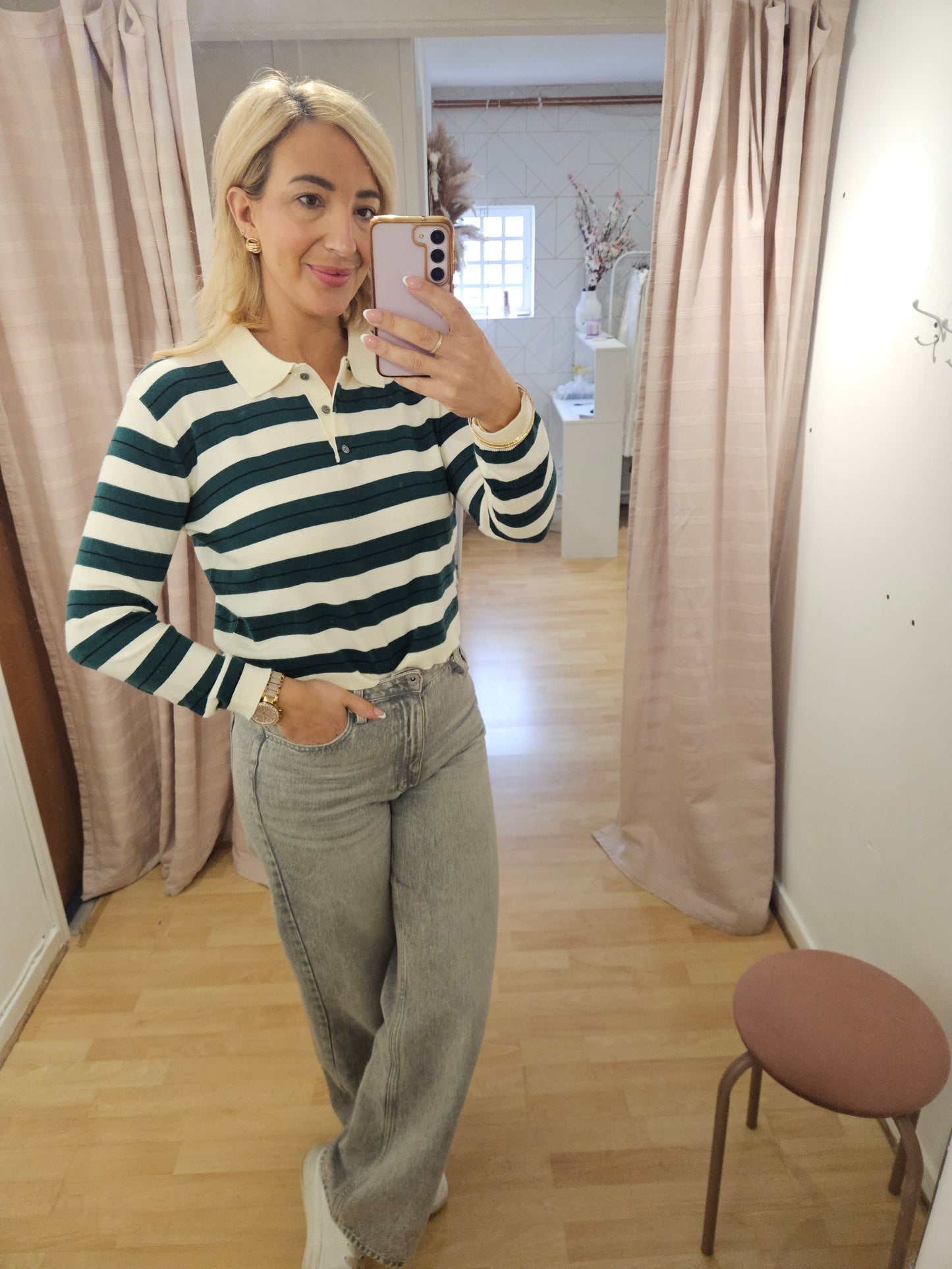 Green & White rugby knit