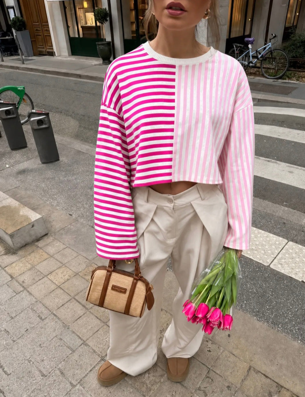 Pink striped top