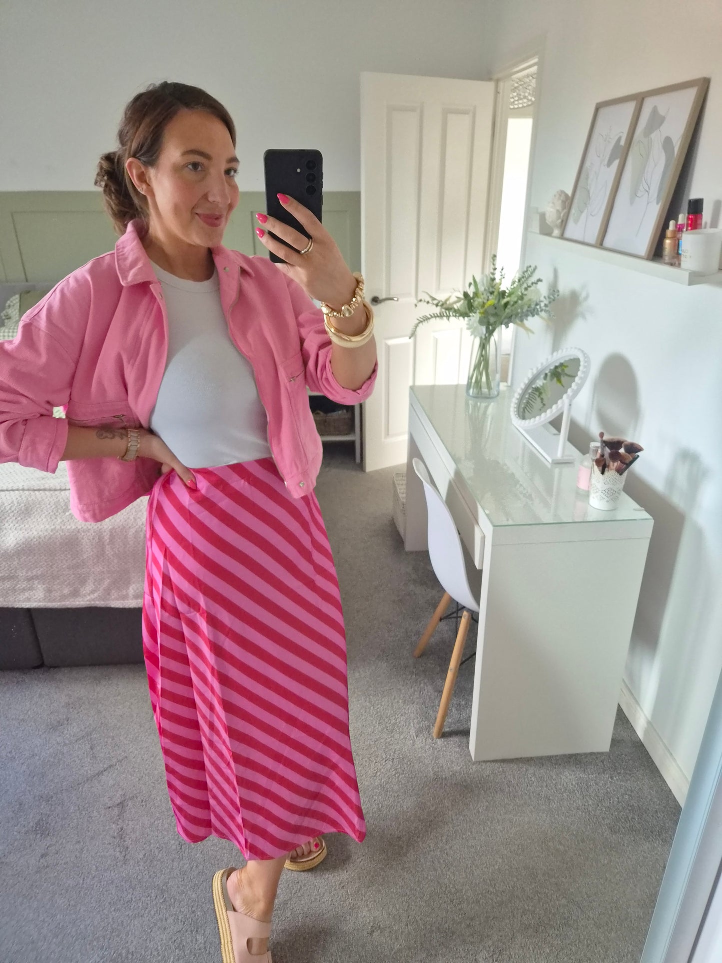 Pink and red slip skirt