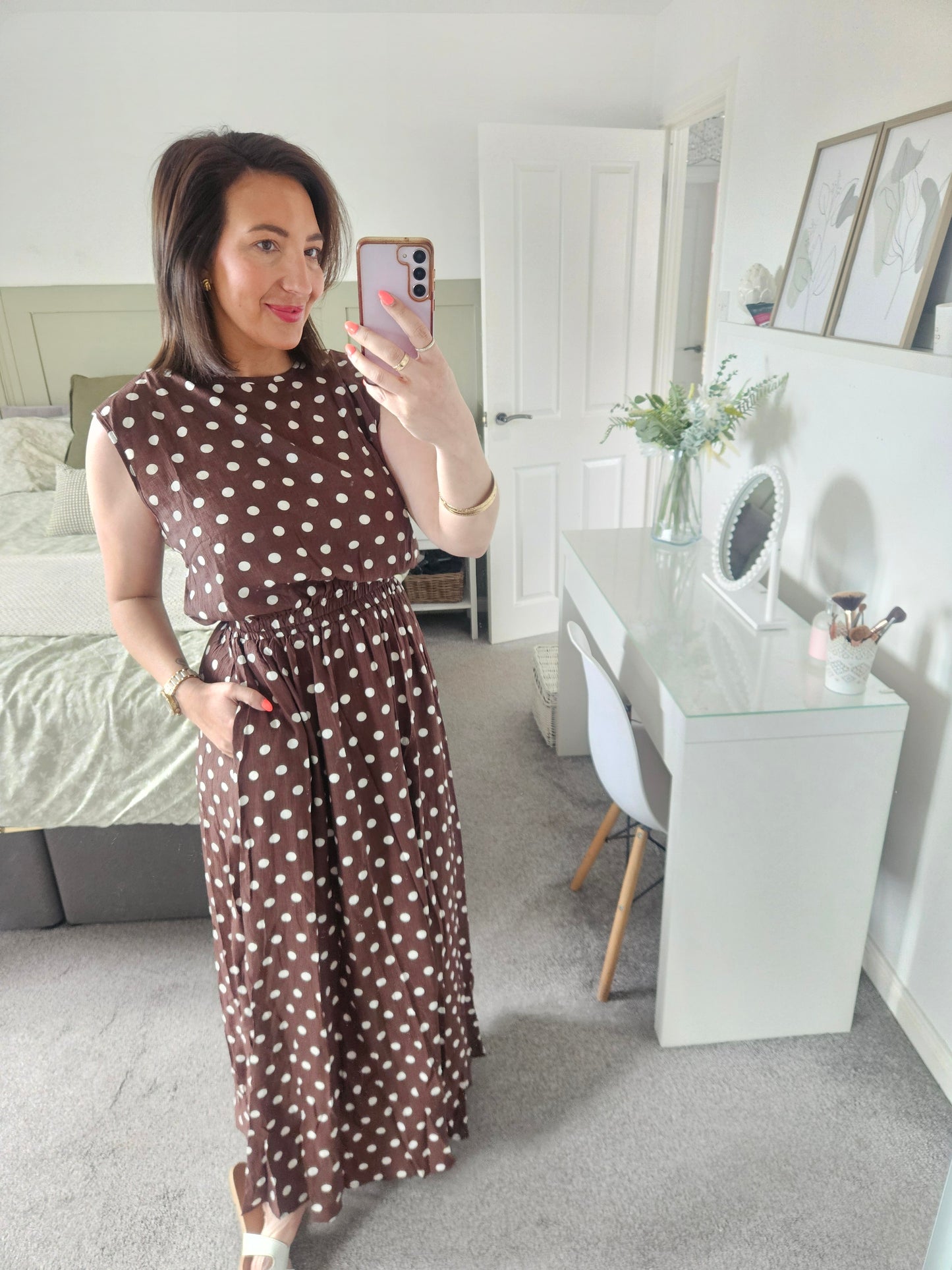 Brown polka dot set
