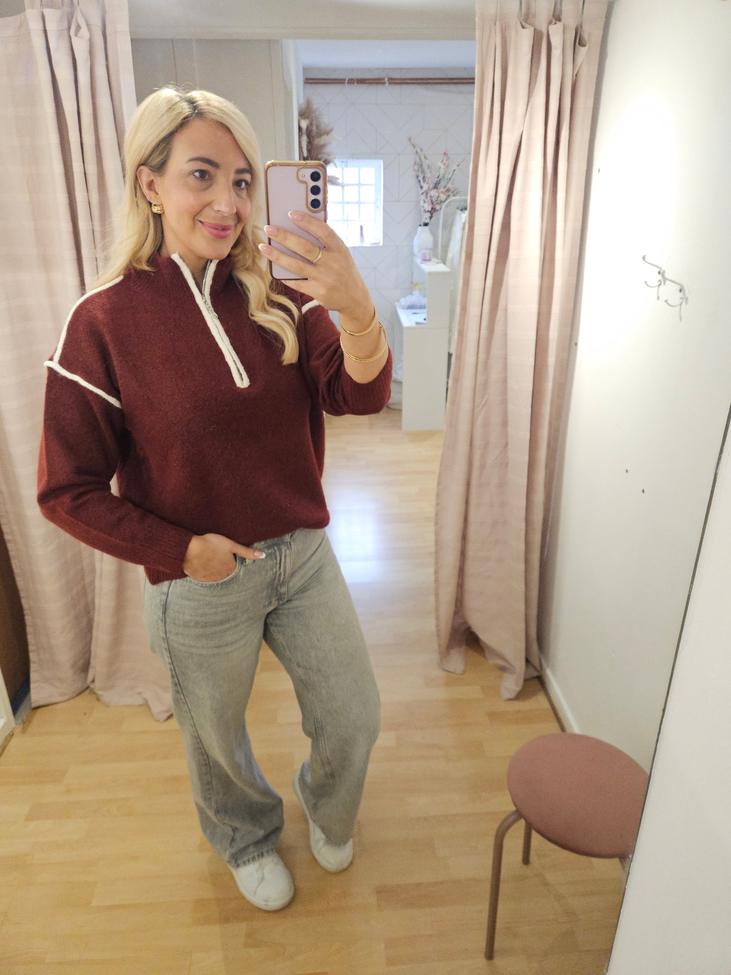 Burgundy zip up