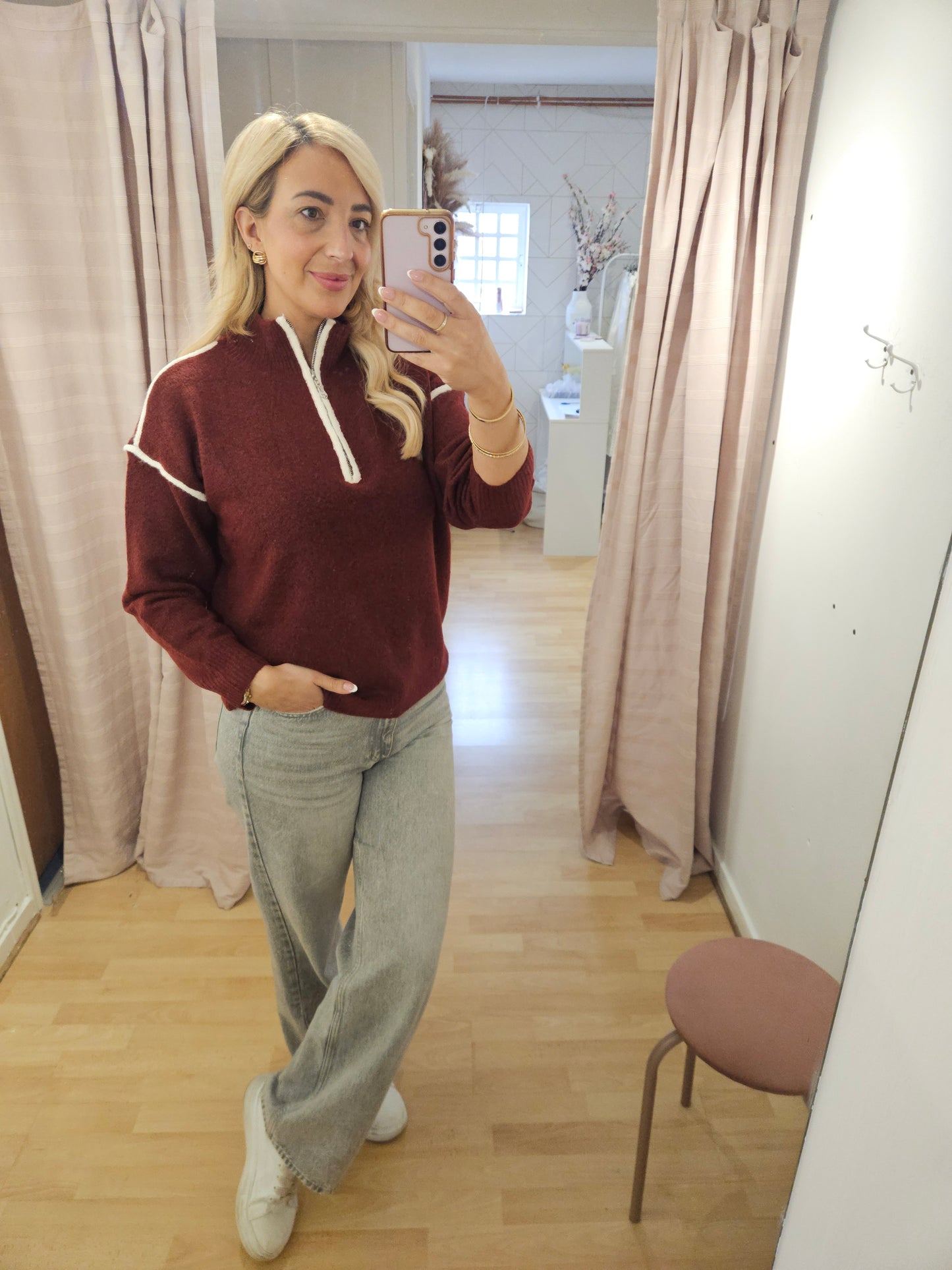 Burgundy zip up