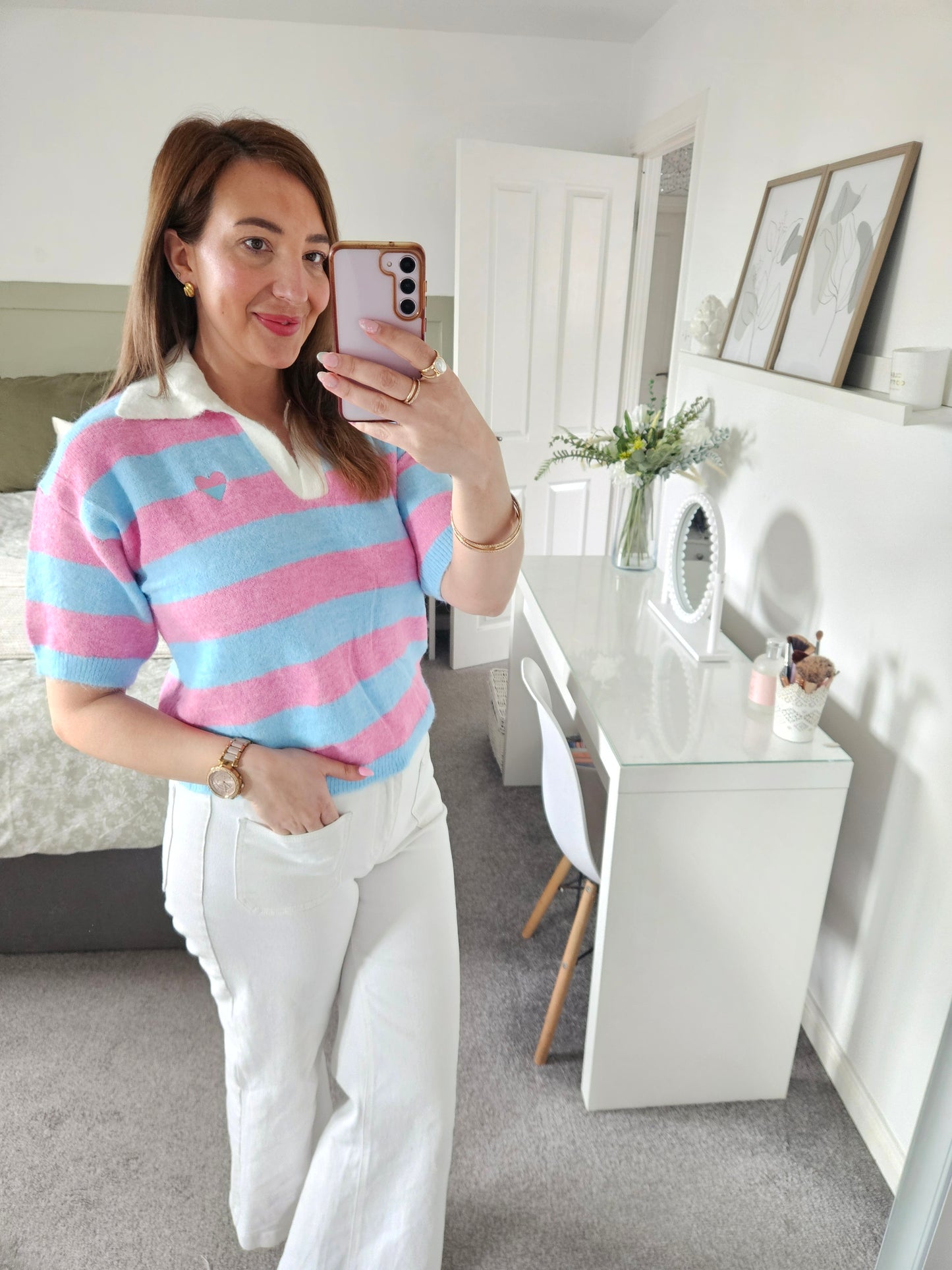 Pink and blue knit