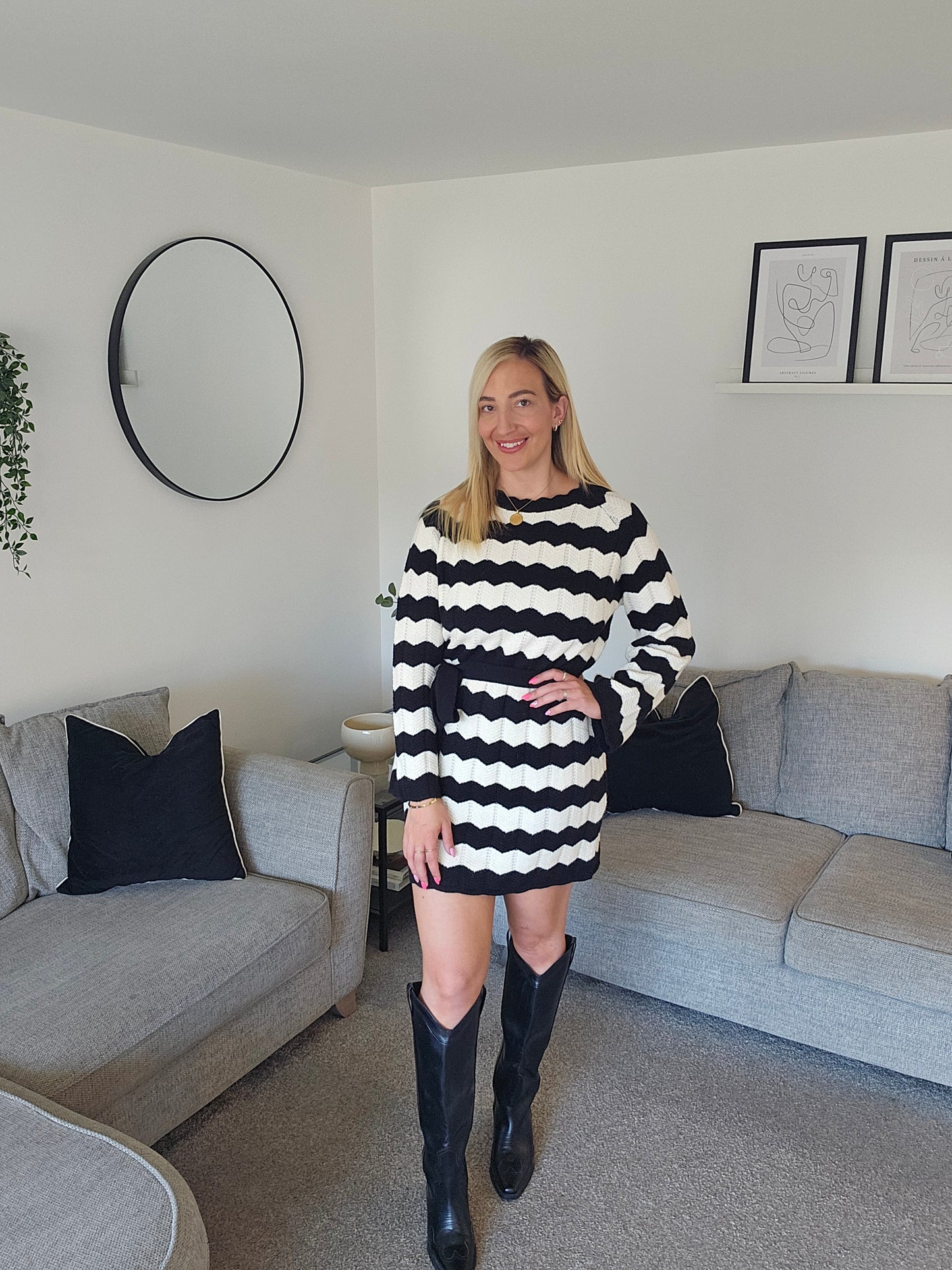 Zoe Monochrome Knit Dress