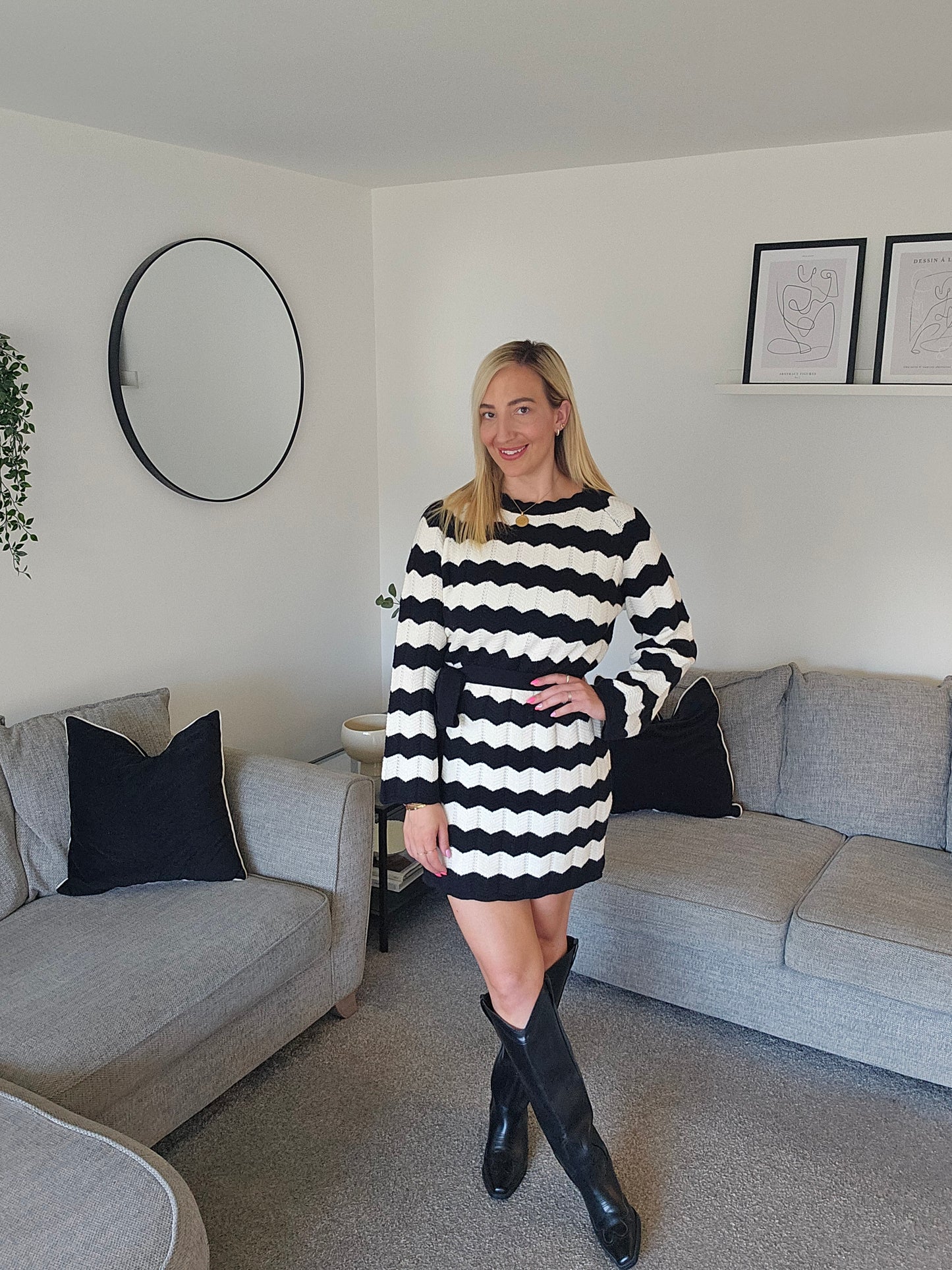 Zoe Monochrome Knit Dress