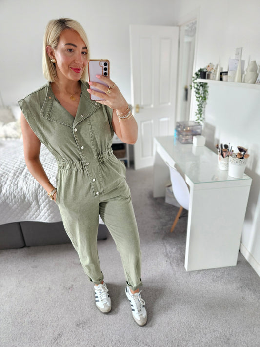 Sara Khaki Jumpsuit