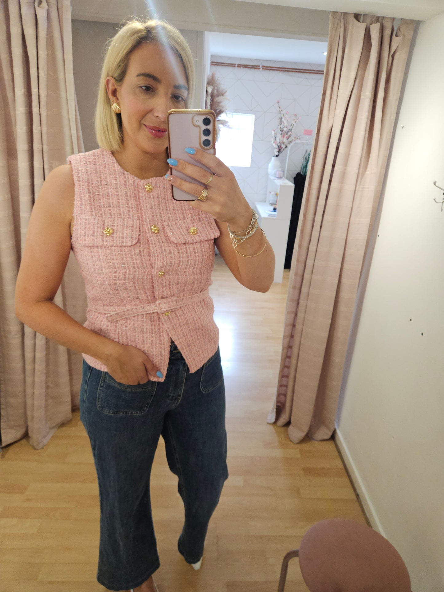 Pink Tweed Style waistcoat