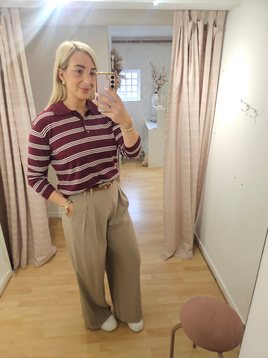 Burgundy rugby style knit