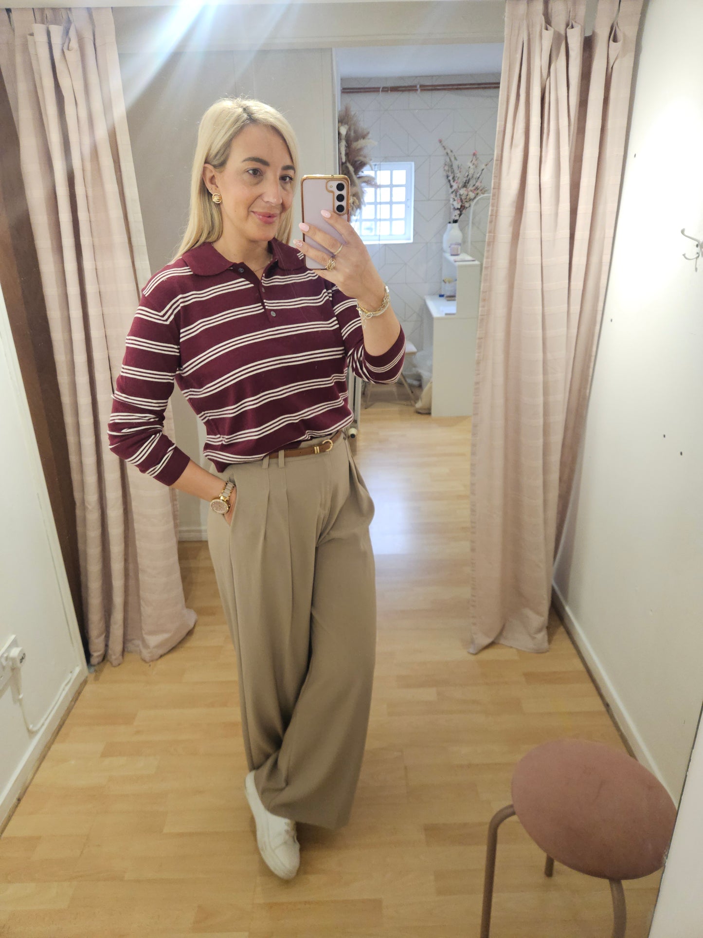 Burgundy rugby style knit