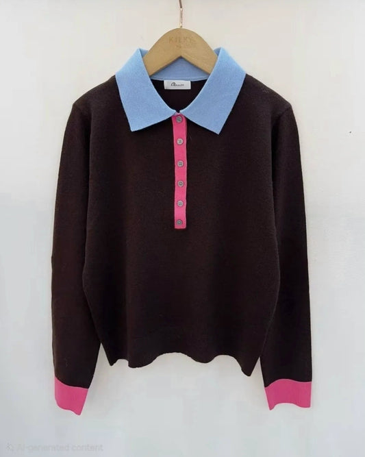 Brown,pink & blue knit
