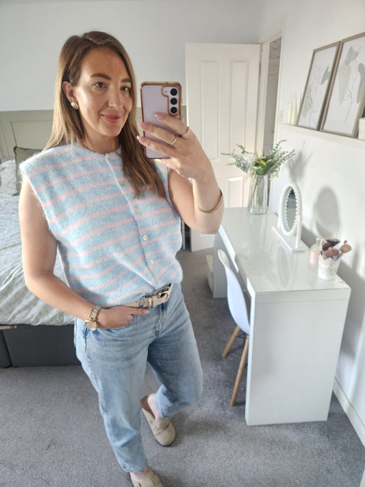 Blue & Pink Knitted waistcoat