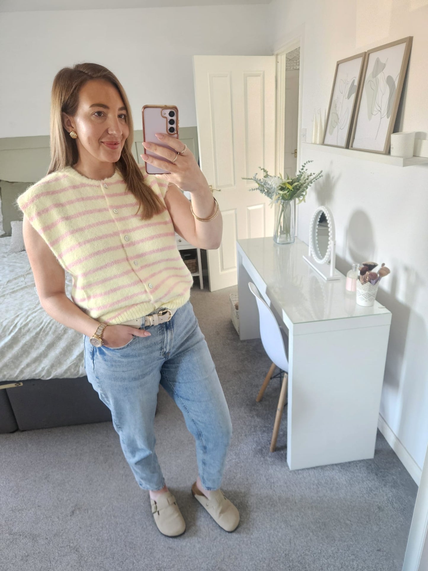Lemon & Pink knitted waistcoat