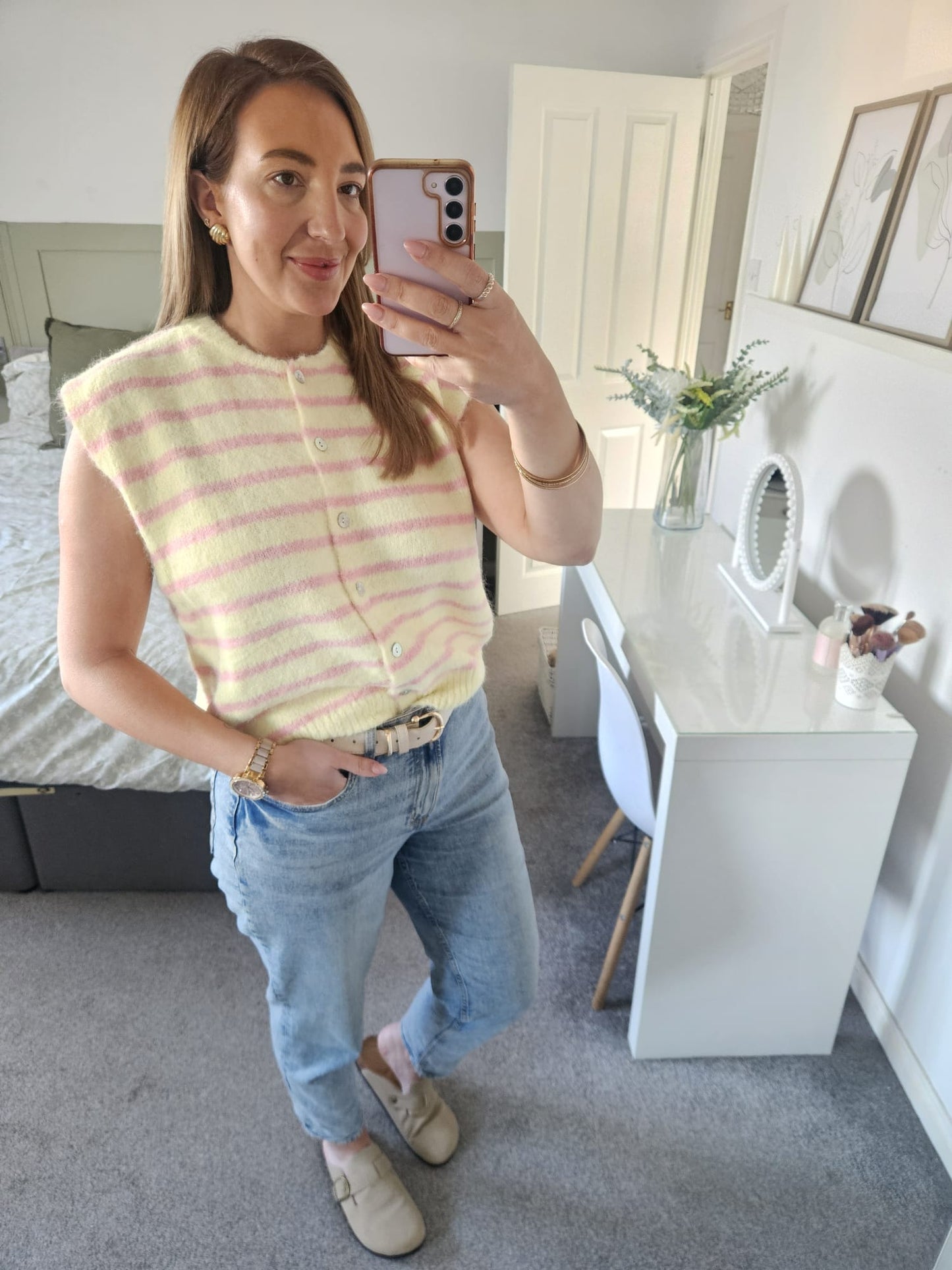 Lemon & Pink knitted waistcoat