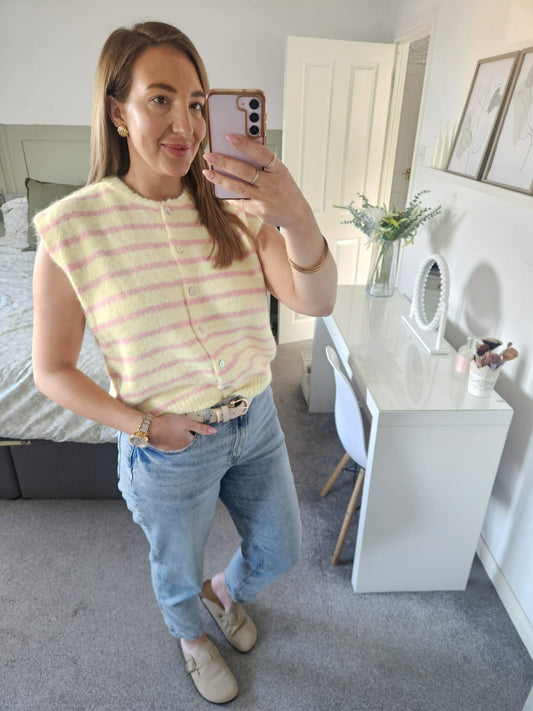 Lemon & Pink knitted waistcoat