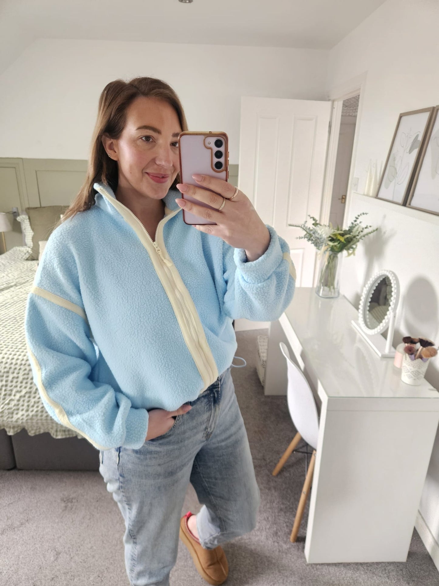 Baby blue and lemon fleece