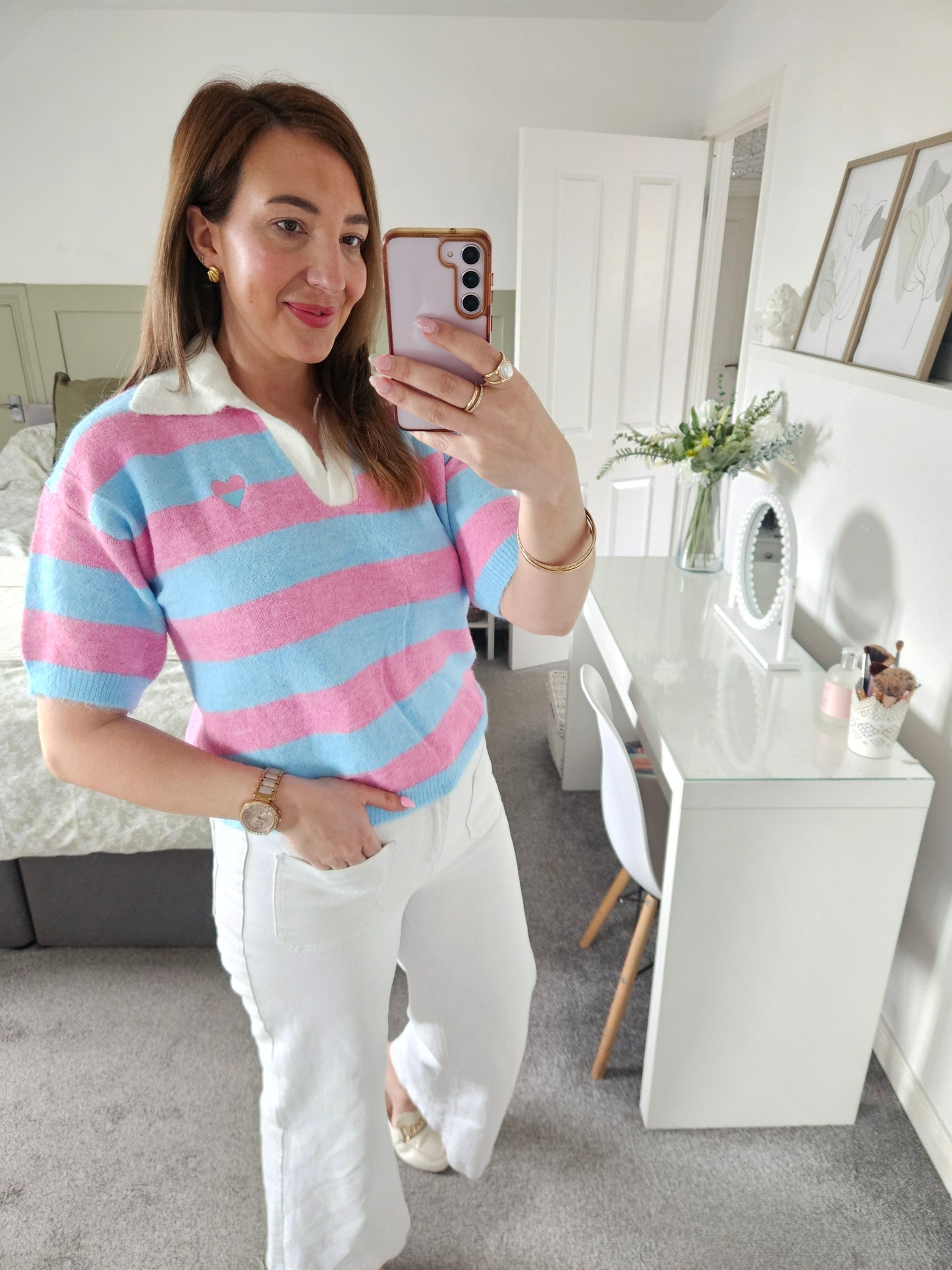 Pink and blue knit