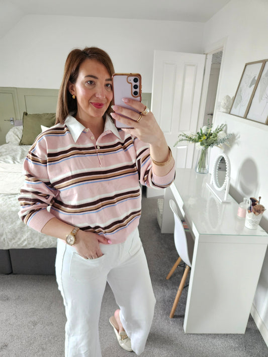 Pink collared knit