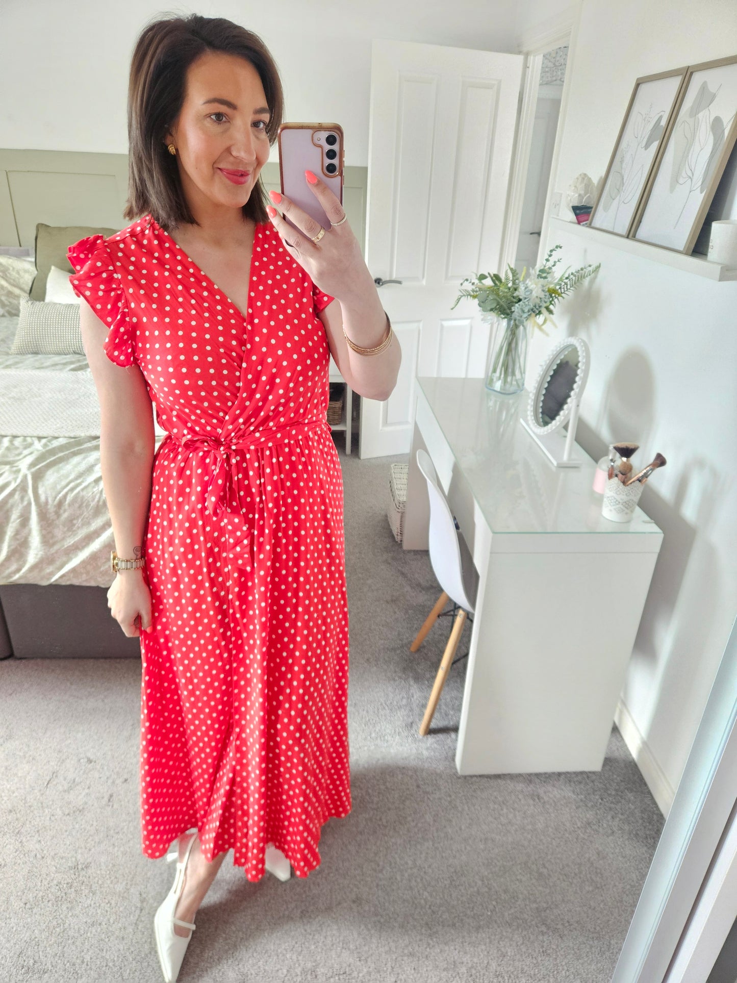 Red polka dot dress