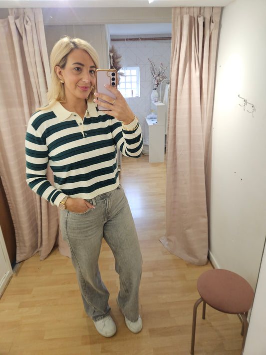 Green & White rugby knit