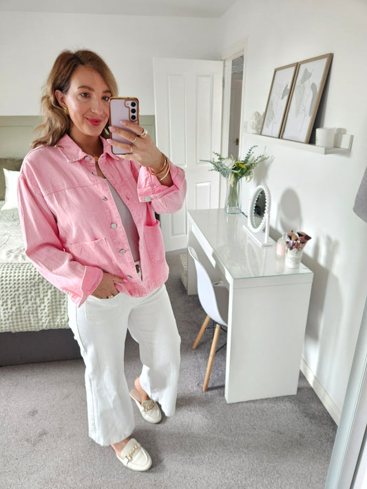Pink denim shirt
