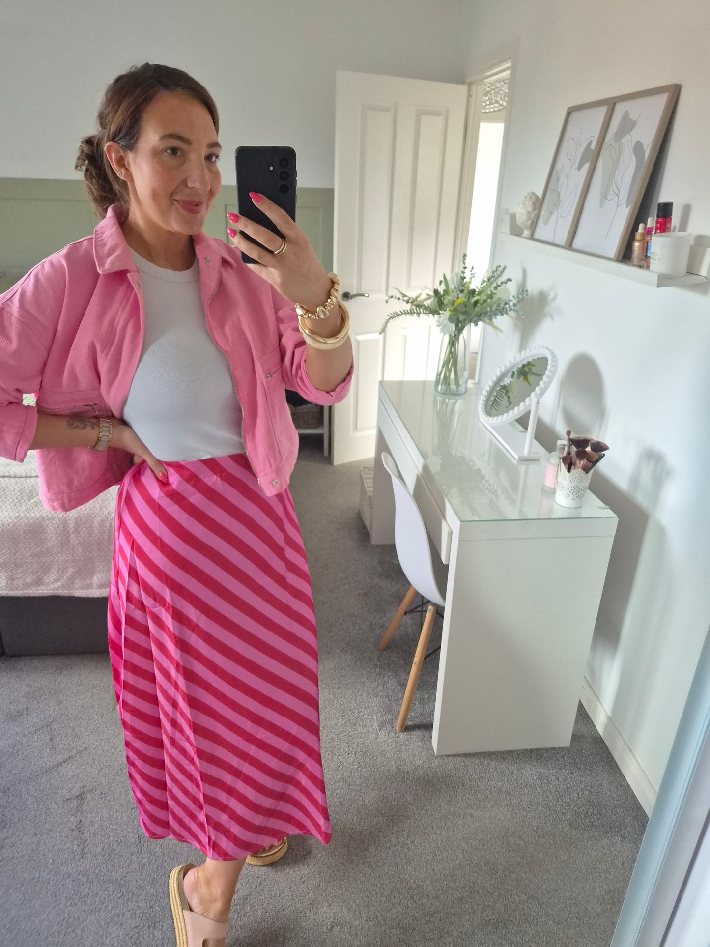 Pink and red slip skirt