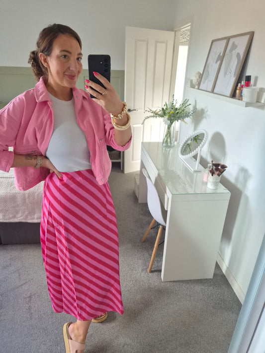 Pink and red slip skirt