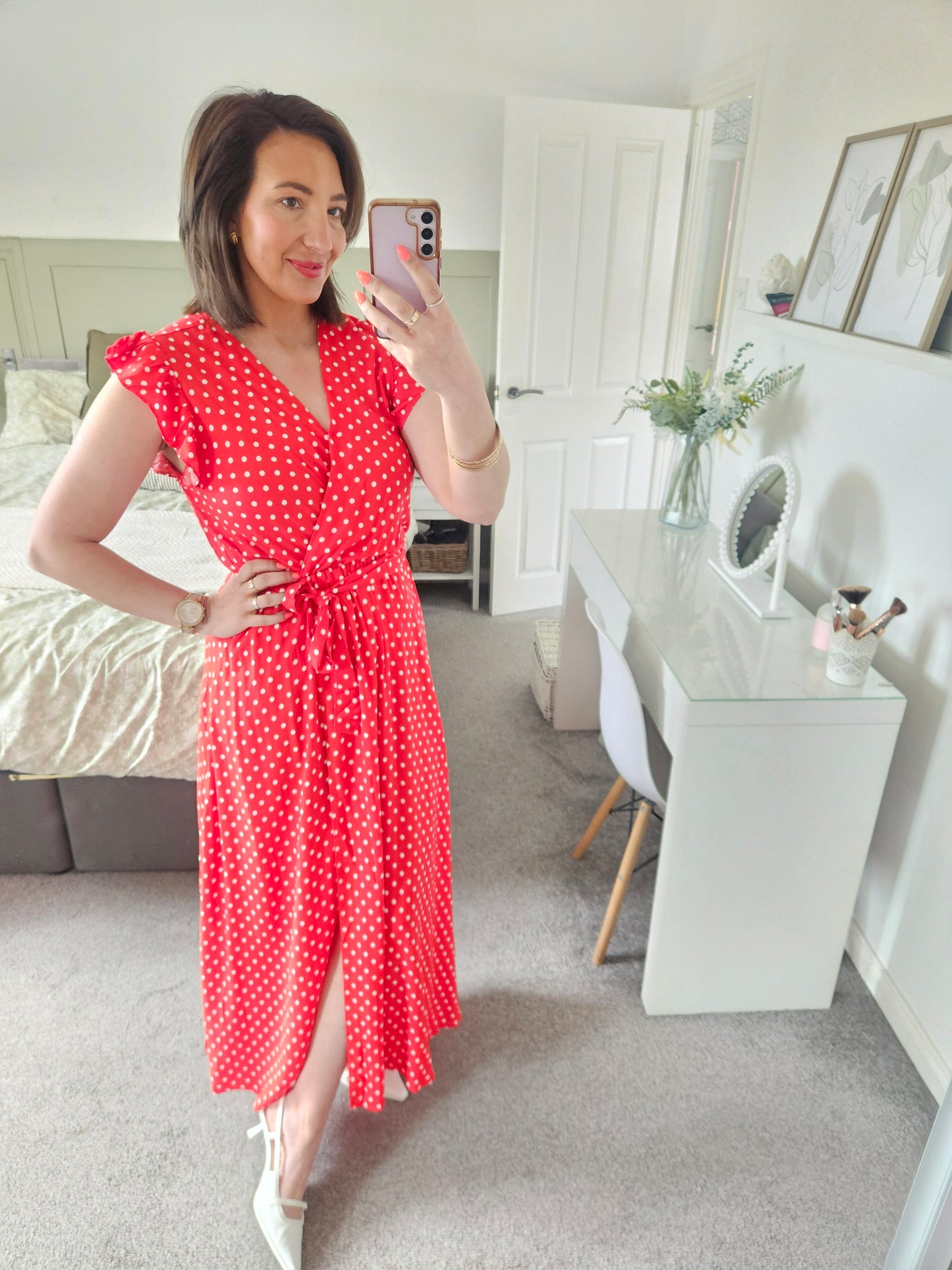 Red polka dot dress
