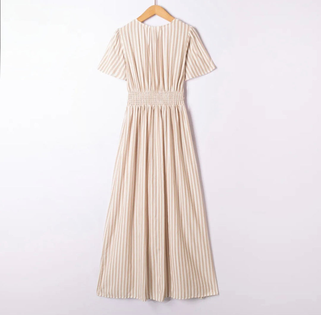 Cream & Beige striped dress