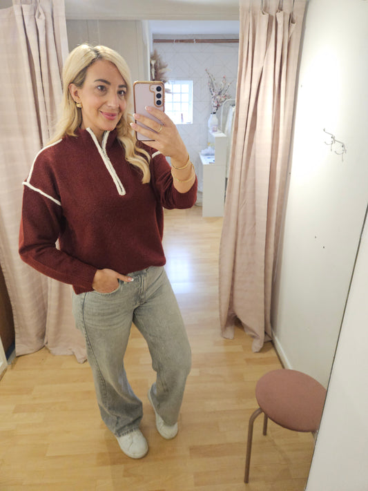 Burgundy zip up