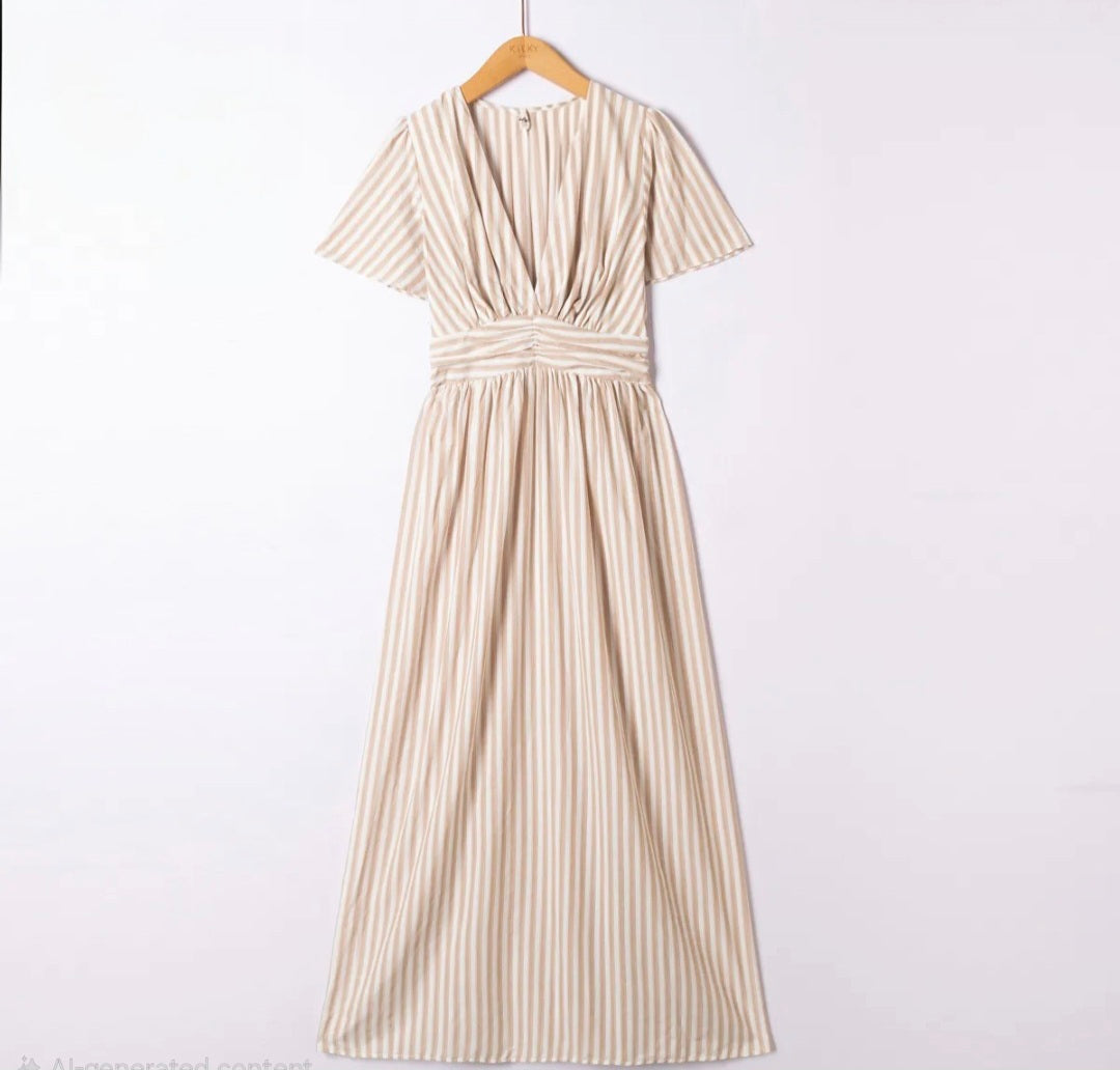 Cream & Beige striped dress