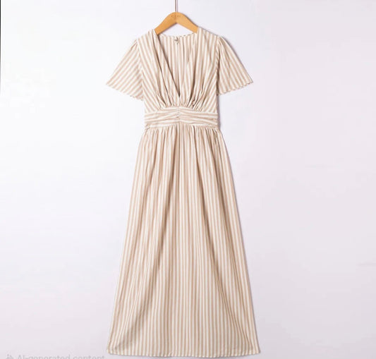 Cream & Beige striped dress