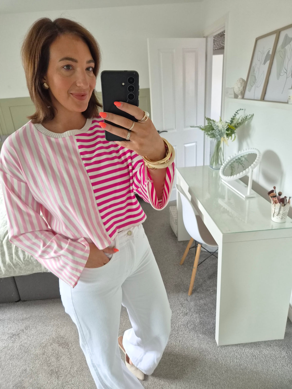 Pink striped top