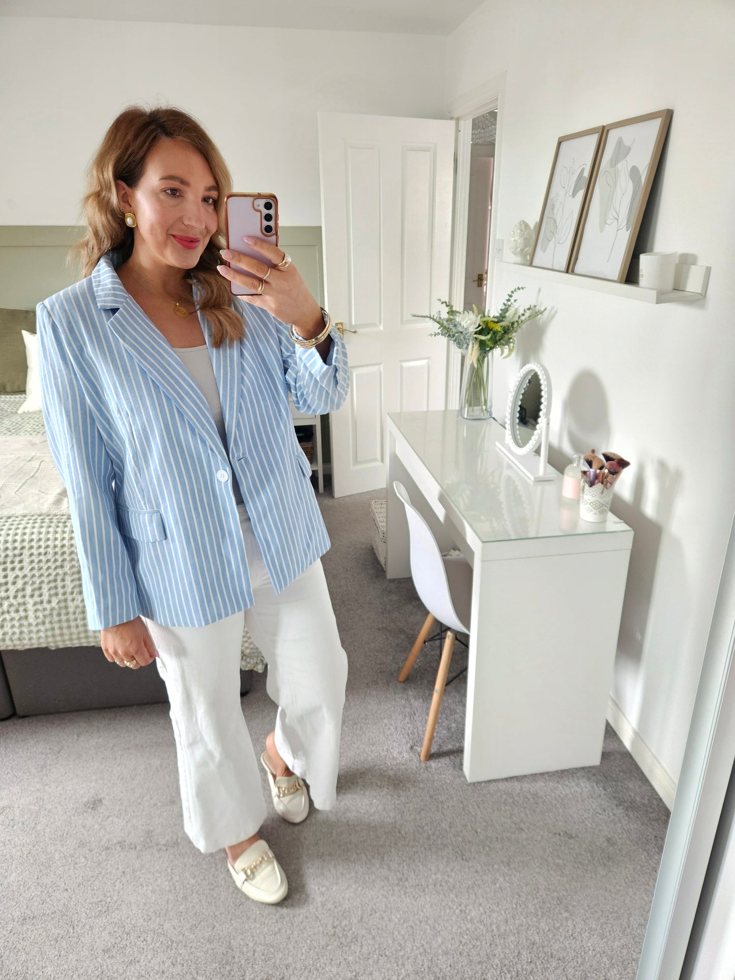 Blue pinstripe blazer