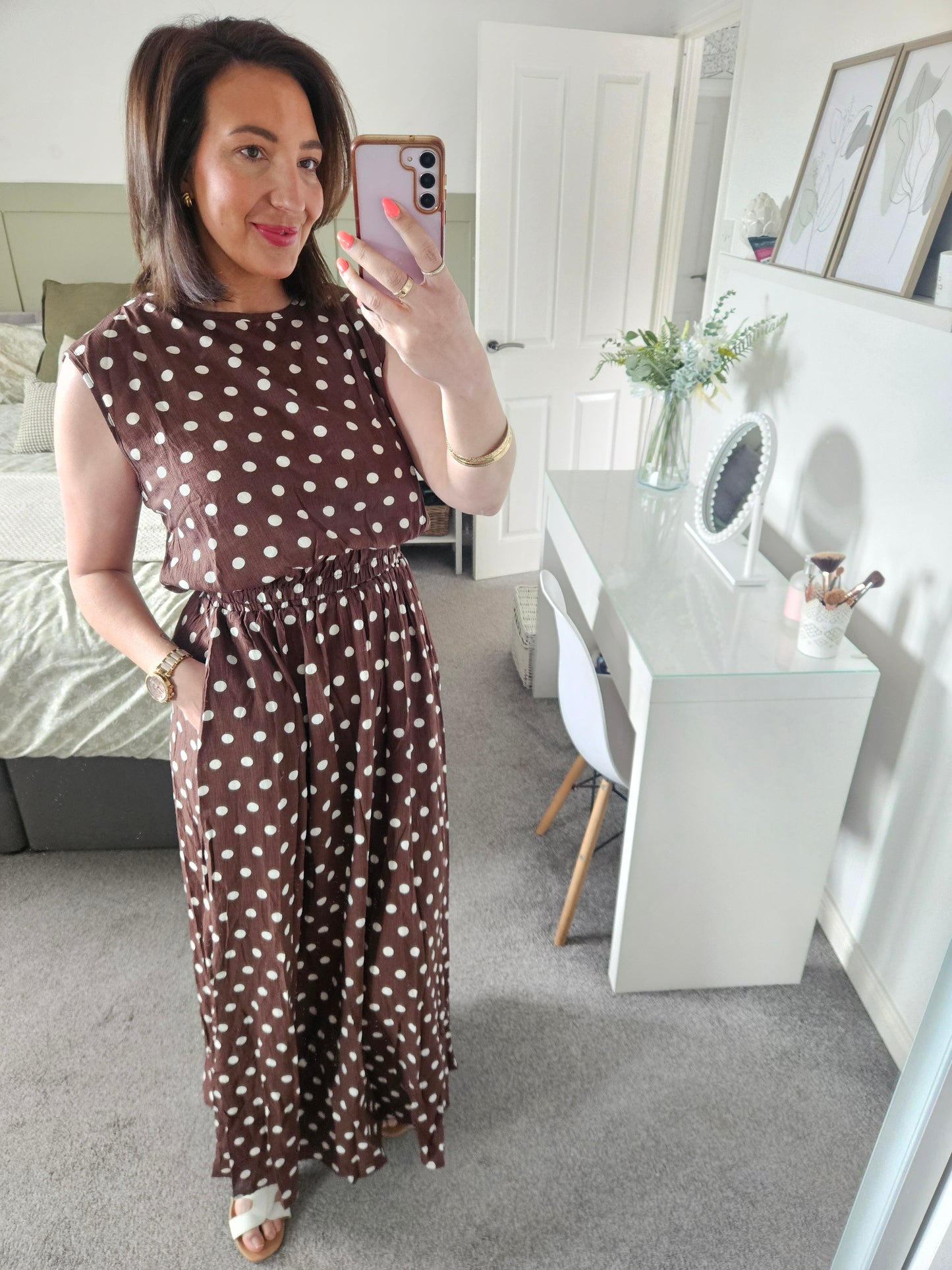 Brown polka dot set