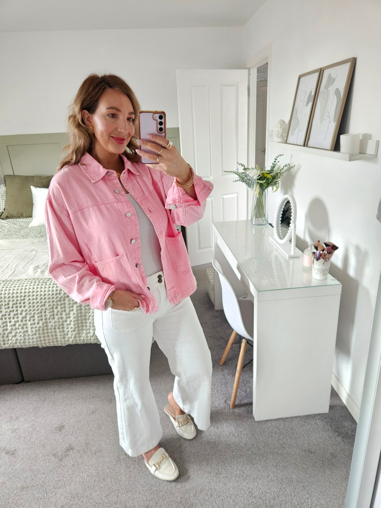 Pink denim shirt