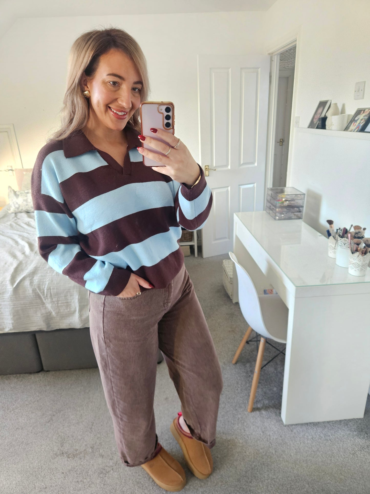 Brown barrel style jeans